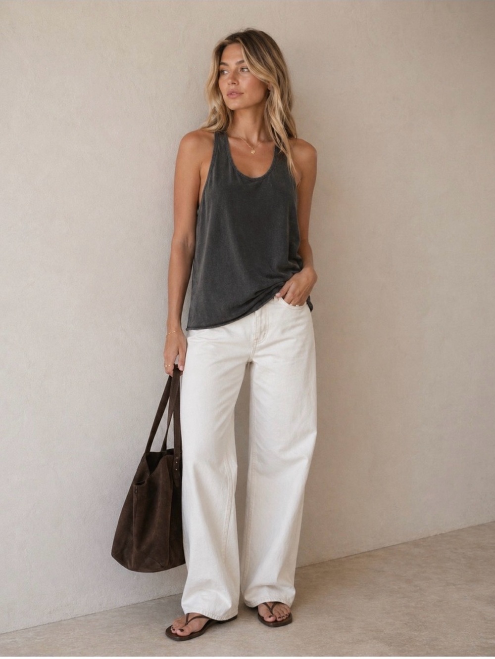 Women's Washed Heather Gray Tank Top - Classic Racerback